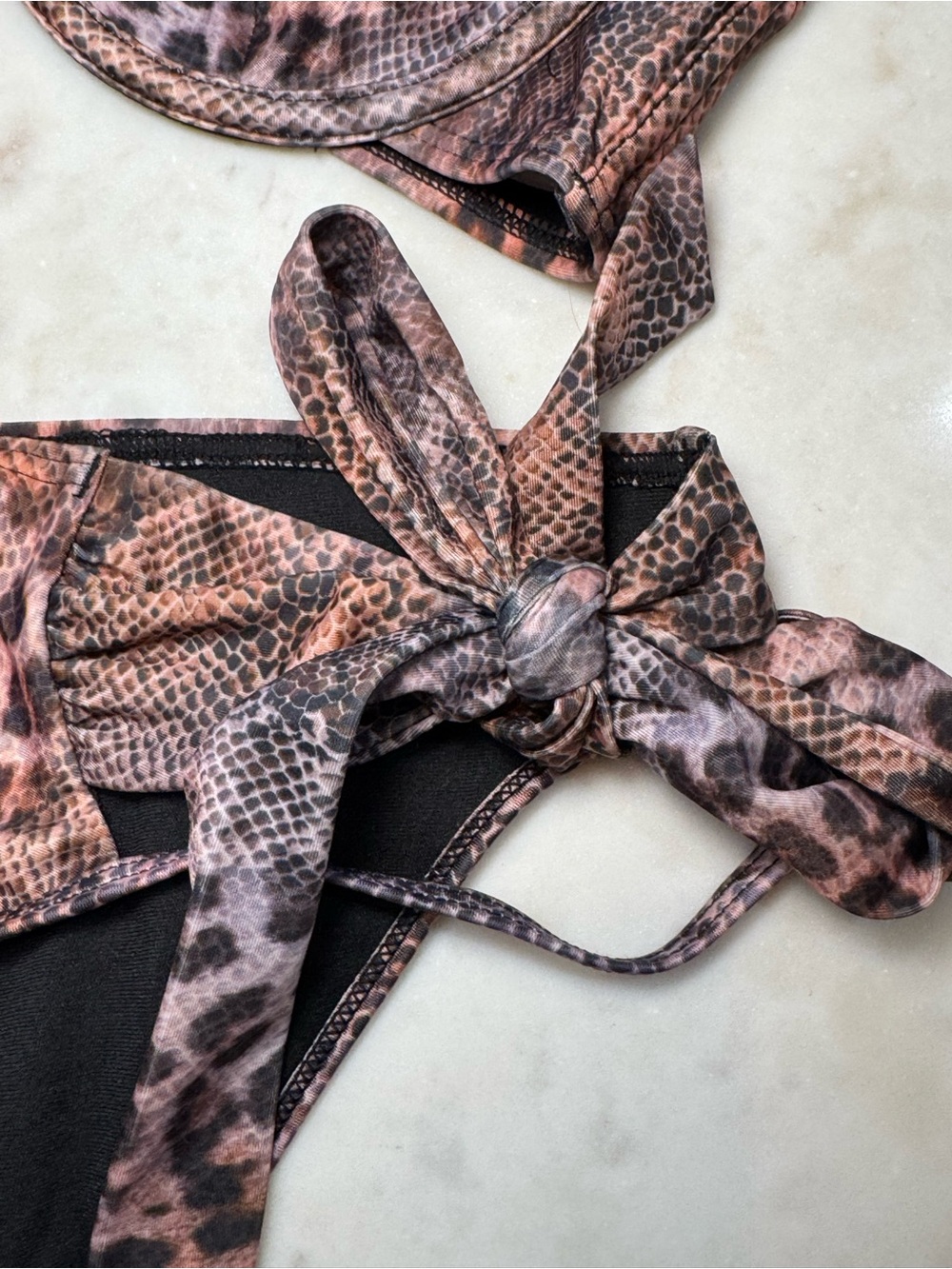 🥥🐆 ASOS Brown and Black Animal Print Tie Bikini‎ Set with Full Cup Top 🐆🥥 - Picture 7 of 10